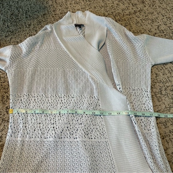 Eileen Fisher Sky Blue 70% Silk Knit 3/4 Sleeve Open-Front Cardigan Size SP - Picture 9 of 12